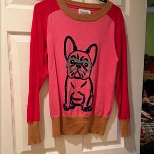 Oxknit Pink and Red Dog Sweater size S.